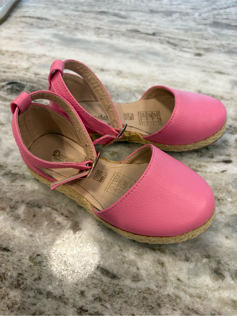 Girls Pink Ankle-Strap Espadrille Sandals